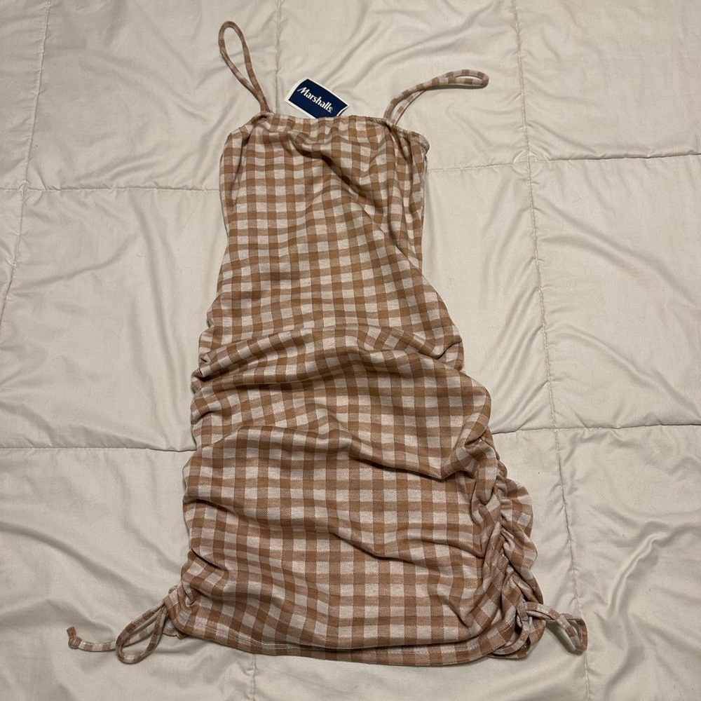 Plaid Tie-Side Body-con Dress